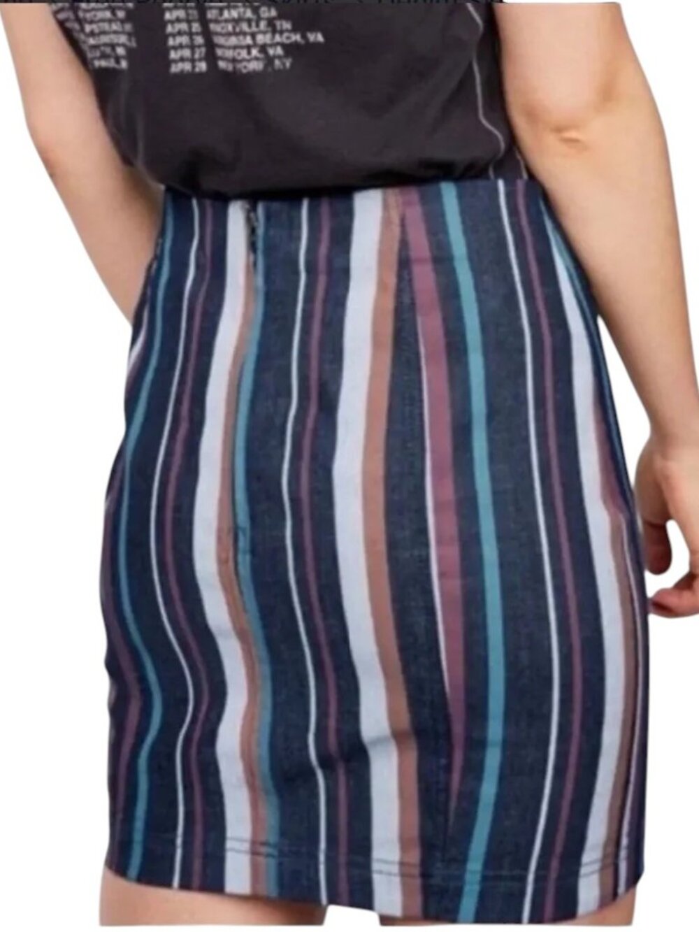free people MODERN FEMME Striped Denim Mini Skirt | 12 - Picture 2 of 5